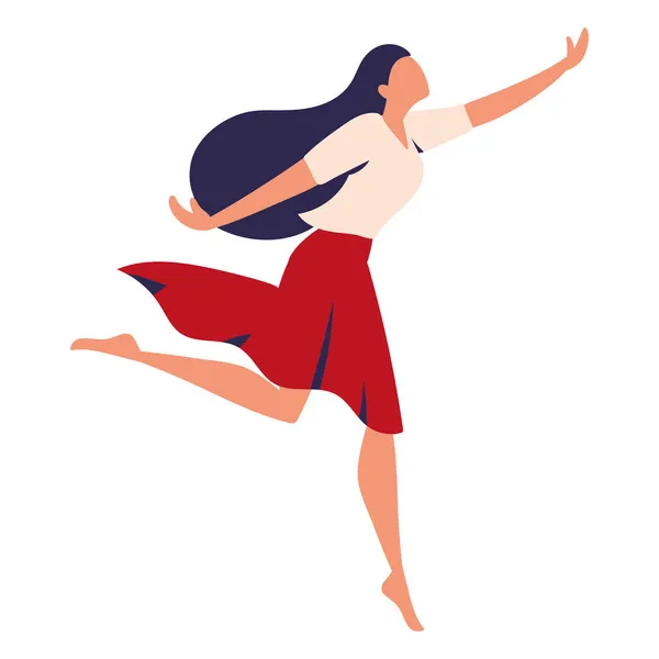 Mujer saltando libre — Vector de stock