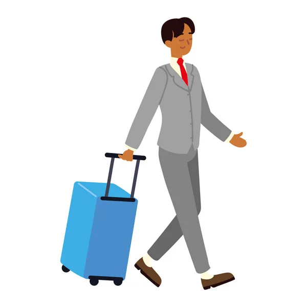 Viajero de negocios con maleta — Vector de stock