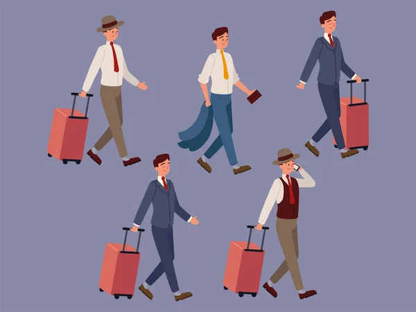 Hombres de negocios con maletas — Vector de stock