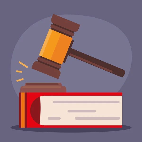 Law gavel and book — Stock Vector