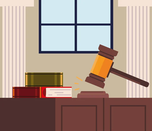 Judge gavel and books — Stock Vector