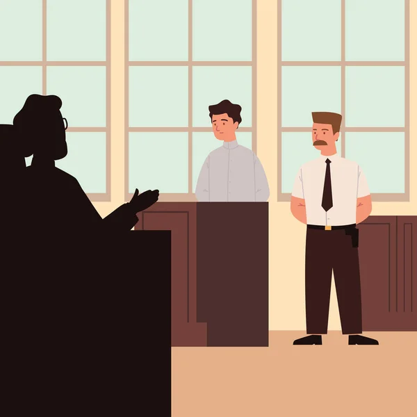 Testimone testimonia in un tribunale — Vettoriale Stock