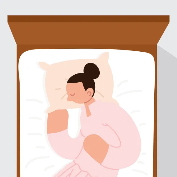 Femme dormant sur le lit — Image vectorielle