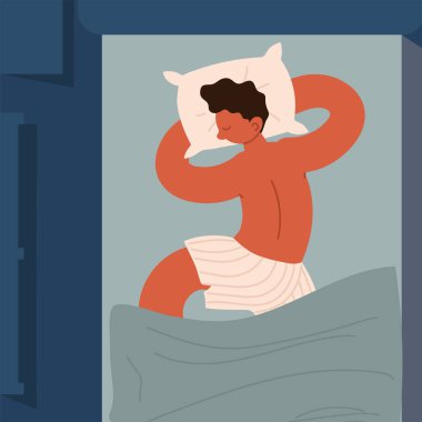 Adam midenin üstünde uyur.