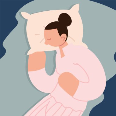 Uyku pozisyonu, çizgi film kadını.