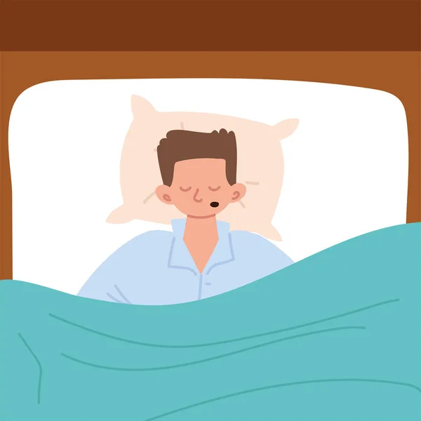 Slapen guy cartoon — Stockvector