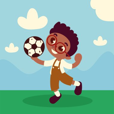 Futbol topu ile küçük çocuk