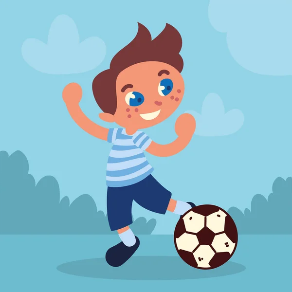 サッカー ボールを持つ少年 — ストックベクタ