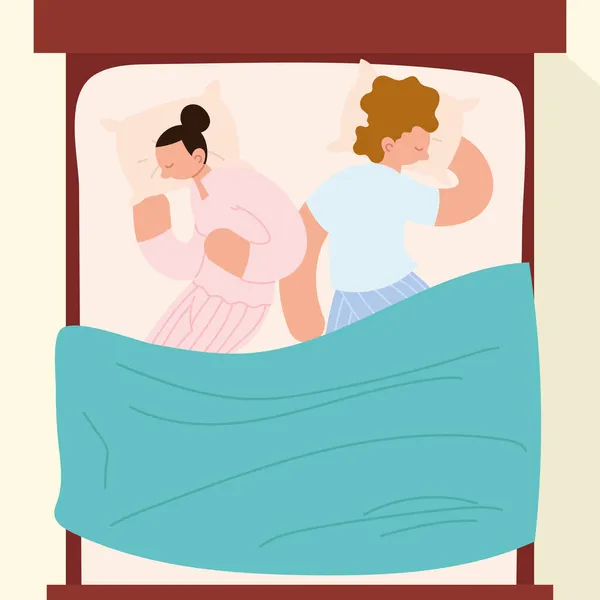 Vista superior dormir pareja — Vector de stock