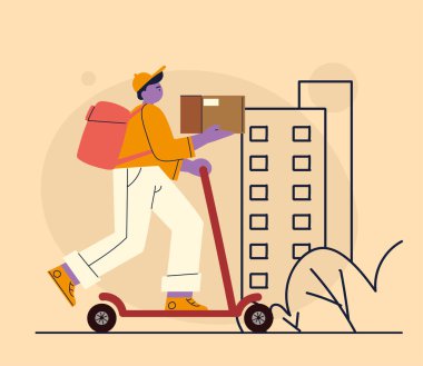 Kutu taşıyan kurye.