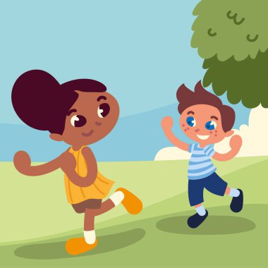 çocuklar parkta oynarken