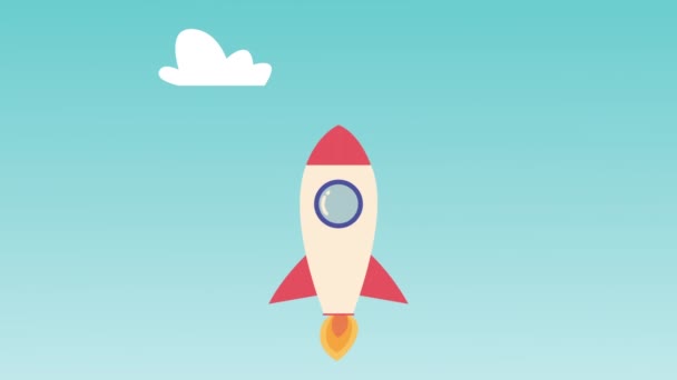 Rocket launcher startup in the sky animation — Stock Video