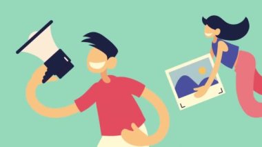 Megafonlu ve resimli çift