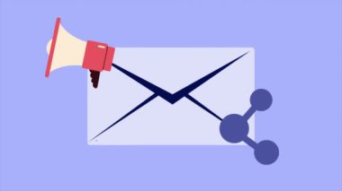 Megafonlu zarf ve sembol canlandırması