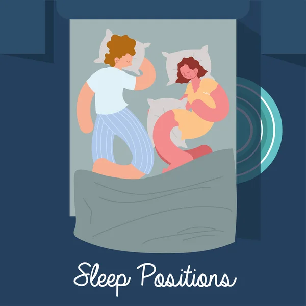 Pareja de posiciones de sueño — Archivo Imágenes Vectoriales