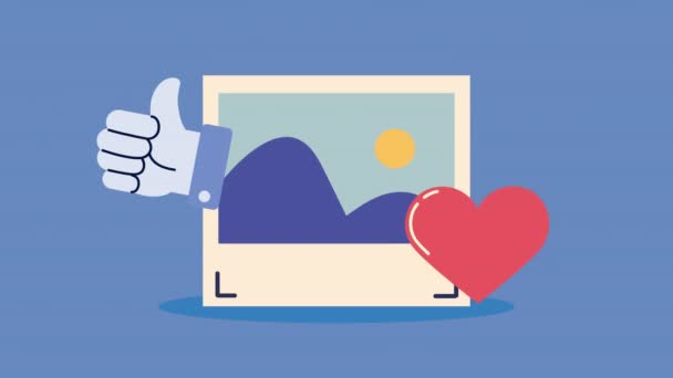 Imagen con animación de redes sociales como y corazón — Vídeo de stock