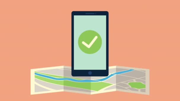 Smartphone in cartina cartina servizio di consegna animazione — Video Stock