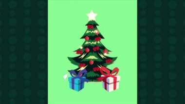 Mutlu Noel animasyonları Ağaç ve hediyelerle