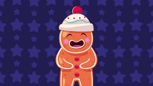 Joyeuse animation de Noël avec poupée au gingembre — Video