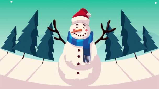 Merry Christmas animatie met sneeuwpop — Stockvideo