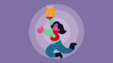 Kız kaldırma hediyesiyle mutlu noel animasyonları