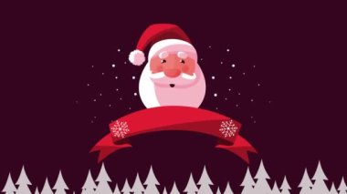 Mutlu noel animasyonları Noel Baba kafası kurdele içinde