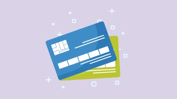 Animação comércio online com cartões de crédito — Vídeo de Stock