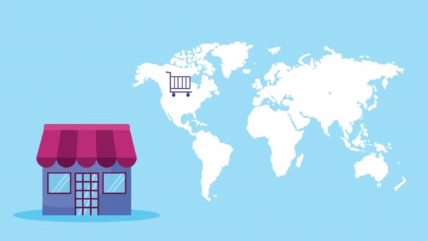 Commerce en ligne avec des magasins dans le monde entier — Video