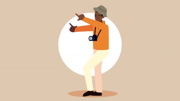 Afro photographe animation de personnage professionnel — Video