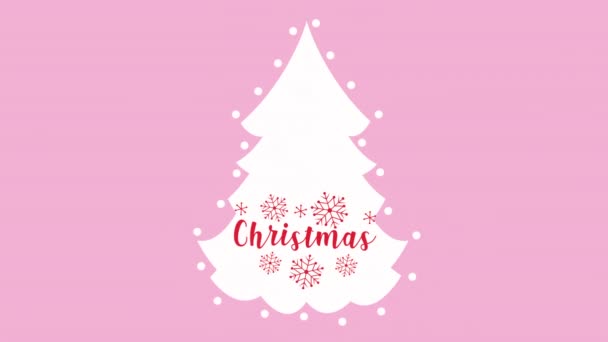 Tipografía de navidad feliz en pino — Vídeos de Stock