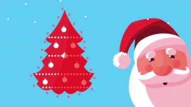 Noel Baba ve çam ağacıyla mutlu noel animasyonları