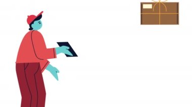 Tablet dağıtım servisi animasyonlu kurye