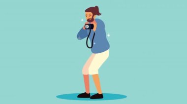 Erkek fotoğrafçı profesyonel karakter animasyonu