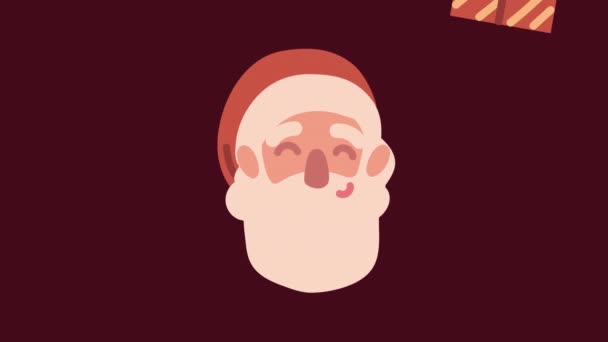 Frohe Weihnachten Animation mit Weihnachtsmann und Geschenken Muster — Stockvideo