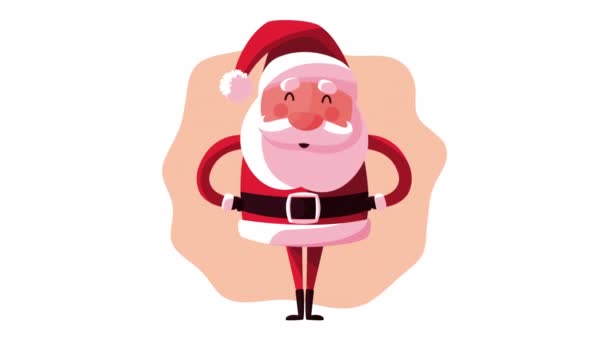 Merry christmas animation with santa standing — Stock Video