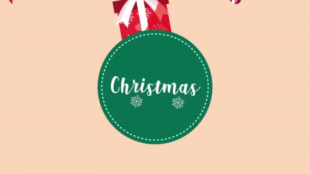Feliz Navidad letras con iconos — Vídeo de stock
