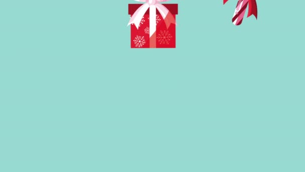 Feliz animación navideña con patrón de iconos — Vídeo de stock