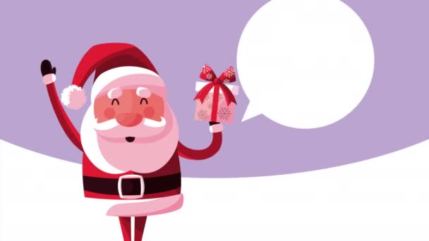 Vrolijk kerstfeest animatie met de kerstman spreken — Stockvideo