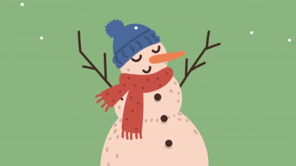 Frohe Weihnachten Animation mit Schneeflocke — Stockvideo