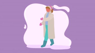 Mutlu noeller. Kız yürüyüşü ile mutlu noeller.