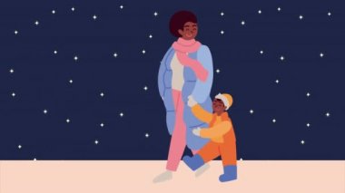 Afrikalı anne ve oğluyla Noel animasyonu