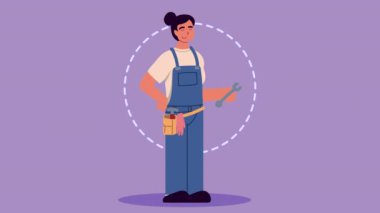 Kadın mekanik proffesional karakter animasyonu