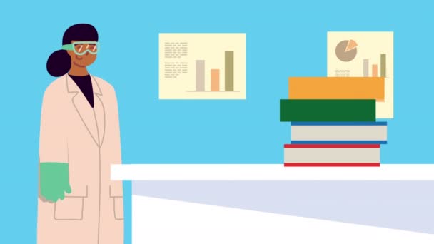Атро жіночий науковий професійний характер — стокове відео