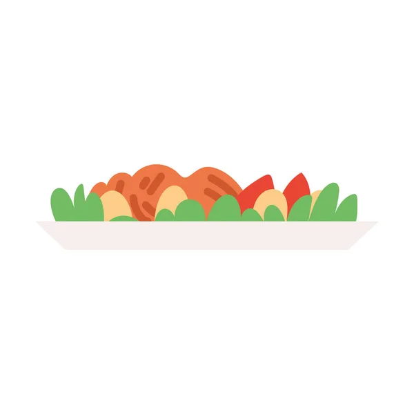 盘子里的饭菜沙拉 — 图库矢量图片