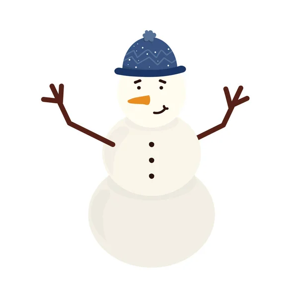Snowman nieve invierno — Vector de stock