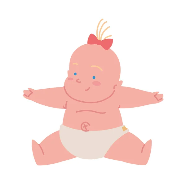 Bébé féminin en couche — Image vectorielle