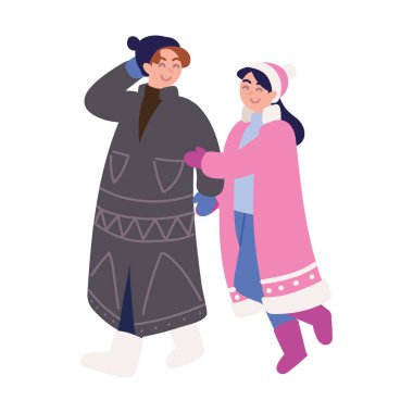 Kışlık elbiseli çift