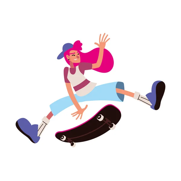 Menina com skate — Vetor de Stock