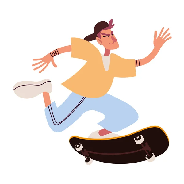 Homem jovem andar de skate — Vetor de Stock