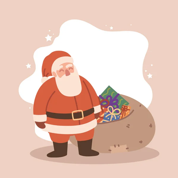 Weihnachtsmann und Taschengeschenke — Stockvektor